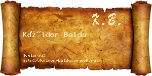 Káldor Balda névjegykártya